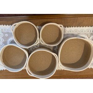 New 5-Piece Round Small Woven Baskets Set– Cotton Rope Baskets for Organizing